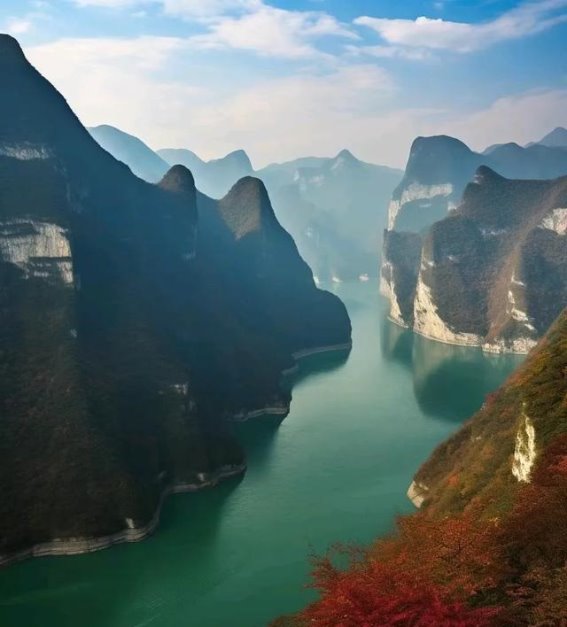 秋日三峡的红叶奇观